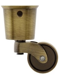 Large Solid Brass Round-Cup Caster with 1 1/4" Brass Wheel